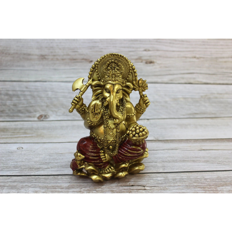 Ganesh, Ganesh God, Hindu Ganesh, Hindu Figurine, Meditating Figurine, Gold Ganesh Statue - Pink Horse Florida