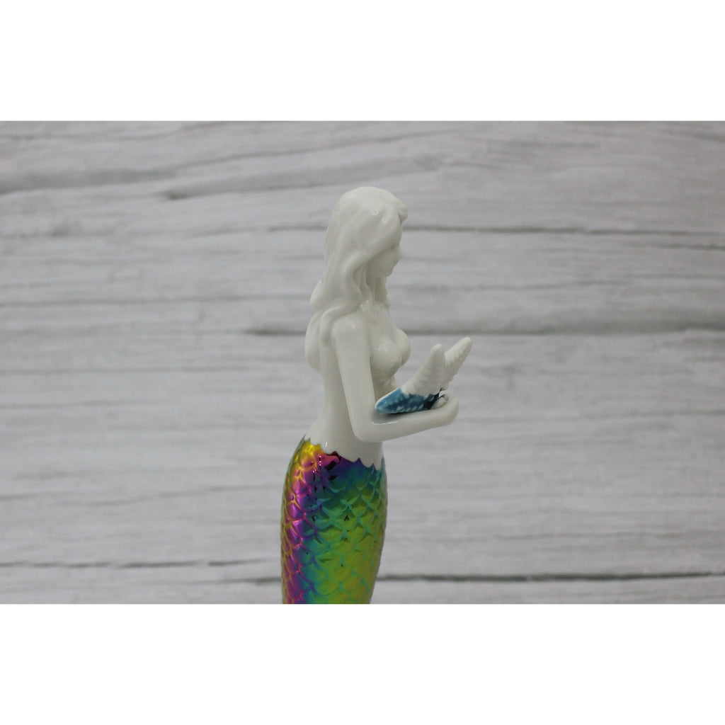 Mermaid Statue, Mermaid Figurine, Mermaid Decor, Ceramic Coastal Decorative Accent, Mermaid - Pink Horse Florida