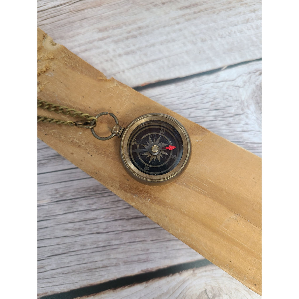 Antique Compass Reproduction, Compass Necklace, Vintage Compass, Compass with Chain, Pocket Compass - Pink Horse Florida