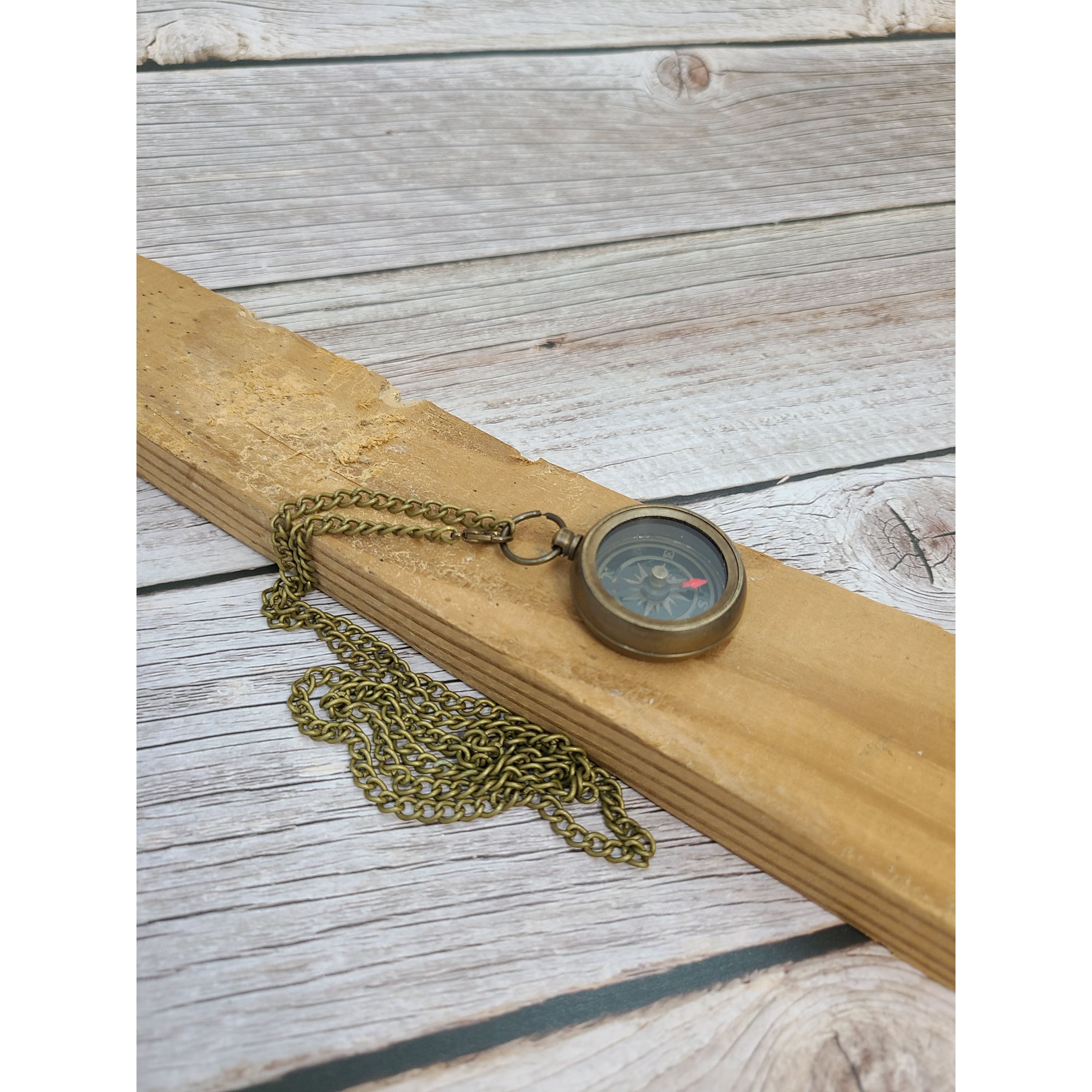 Antique Compass Reproduction, Compass Necklace, Vintage Compass, Compass with Chain, Pocket Compass - Pink Horse Florida