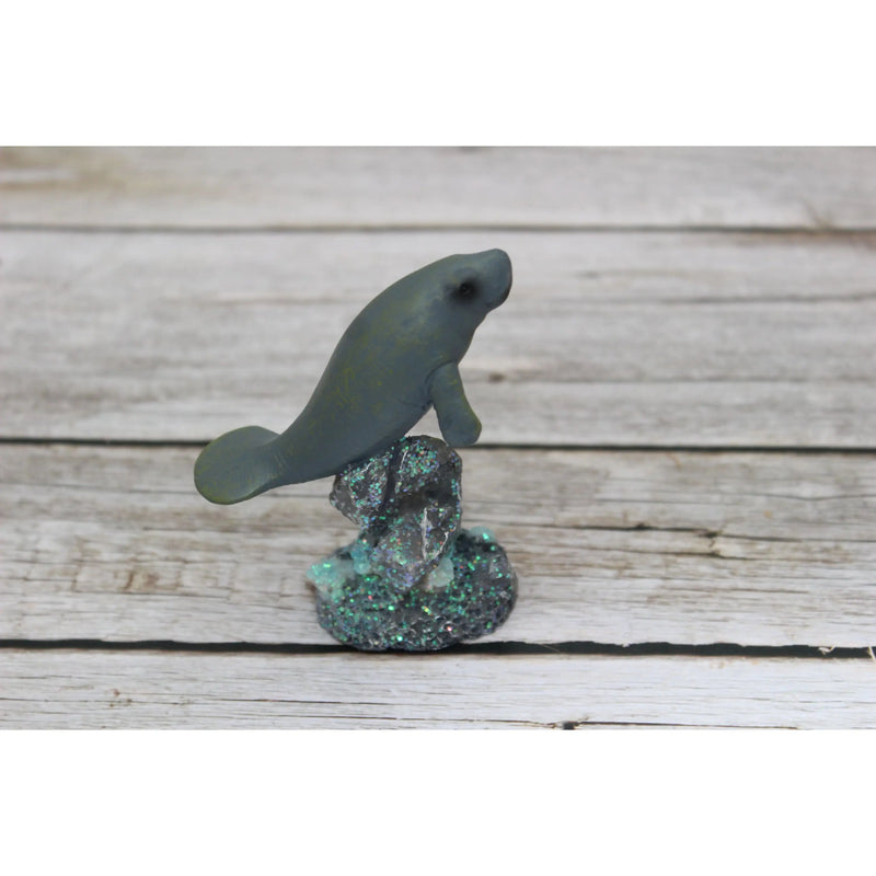 Manatee Figurine SET OF TWO, Manatee Figure, Nautical Grey Statue Figurine, Mama Manatee, Manatee - Pink Horse Florida