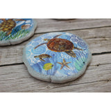 Turtle Coasters, Beach Coasters, Sea Turtle Coasters, Beach Home Decor, Nautical Decor, Turtle Lover - Pink Horse Florida