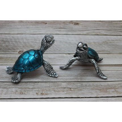 Sea Turtle Figurine SET of TWO, Sea Turtle Figurine, Turtle Lover Gift, Ocean Lover Gift, - Pink Horse Florida