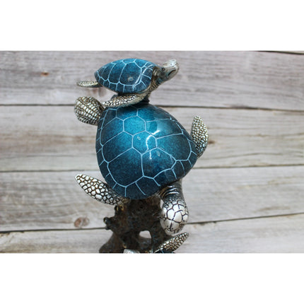Turtle Figurine, Sea Turtle Figurine, Triple Turtle Figurine, Turtle Decor, Sea Turtle Decor, Beach - Pink Horse Florida