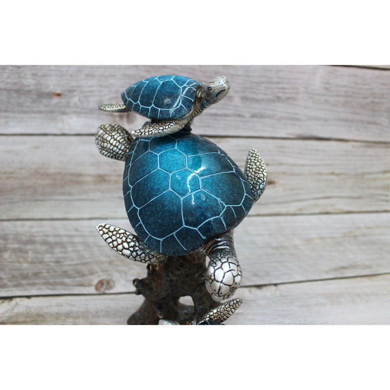 Turtle Figurine, Sea Turtle Figurine, Triple Turtle Figurine, Turtle Decor, Sea Turtle Decor, Beach - Pink Horse Florida