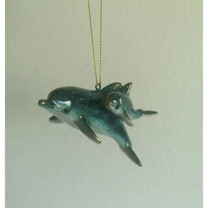 Dolphin Ornament SET OF TWO, Beach Ornament, Christmas Decoration, Dolphin Figurine, Dolphin - Pink Horse Florida