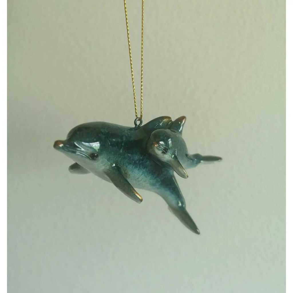 Dolphin Ornament SET OF TWO, Beach Ornament, Christmas Decoration, Dolphin Figurine, Dolphin - Pink Horse Florida