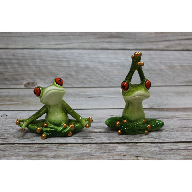 Meditating Frog SET OF TWO, Frog Figurine, Meditating Frog, Yoga