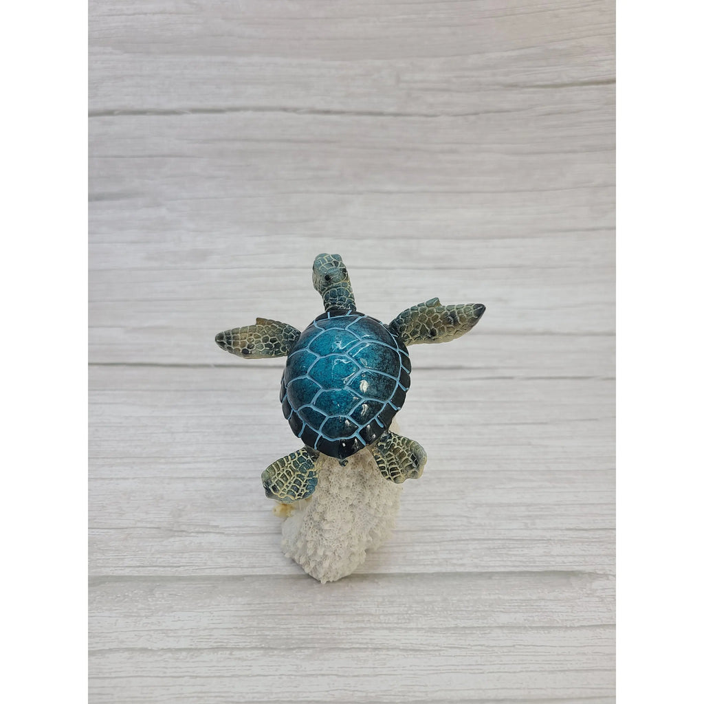 Turtle Figurine, Sea Turtle Coral Figurine, Turtle Decor, Sea Turtle Decor, Beach Decor - Pink Horse Florida
