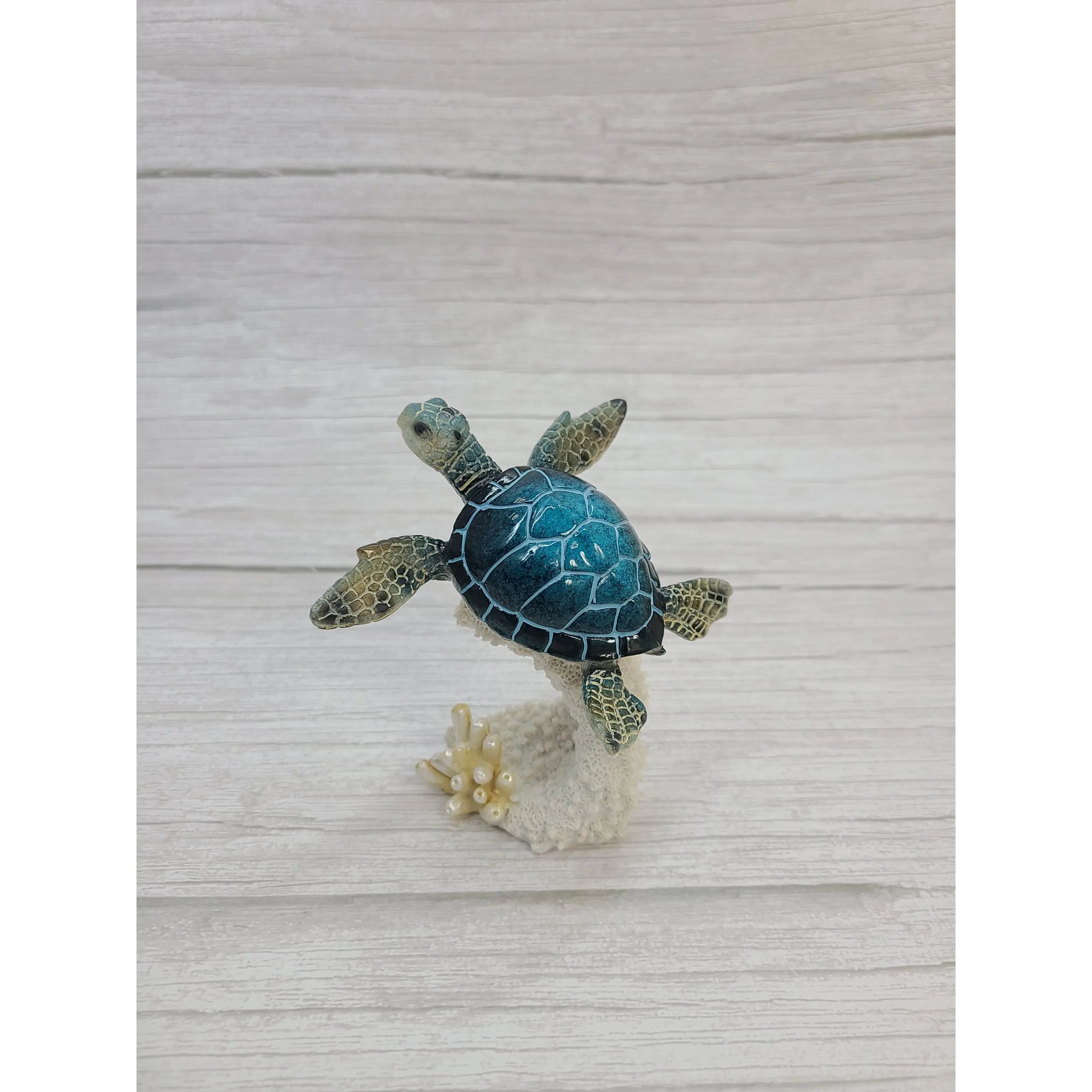 Turtle Figurine, Sea Turtle Coral Figurine, Turtle Decor, Sea Turtle Decor, Beach Decor - Pink Horse Florida