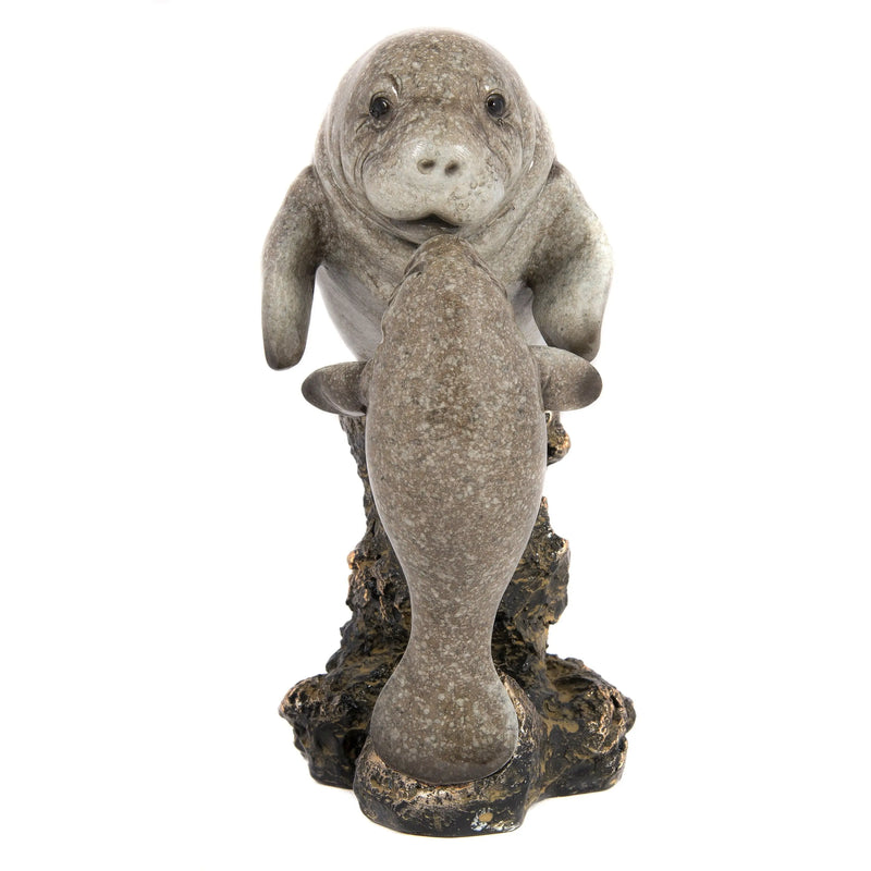 Manatee Figurine, Manatee Figure, Nautical Grey Statue Figurine, Mama and Baby Manatee, Manatee with - Pink Horse Florida