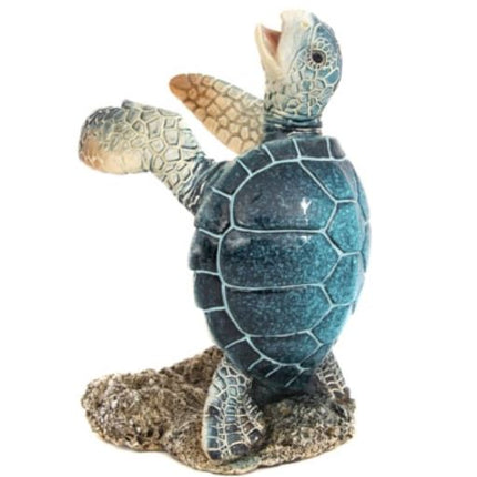 Sea Turtle Bottle Holder, Turtle Figurine, Blue Turtle Wine Bottle Holder, Nautical Wine Bottle Holder - Pink Horse Florida