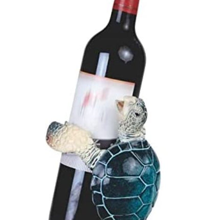 Sea Turtle Bottle Holder, Turtle Figurine, Blue Turtle Wine Bottle Holder, Nautical Wine Bottle Holder - Pink Horse Florida