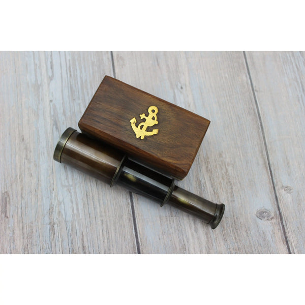 Telescope, Brass Vintage Telescope, Small Vintage Telescope, Telescope With Case, Brass Telescope in - Pink Horse Florida