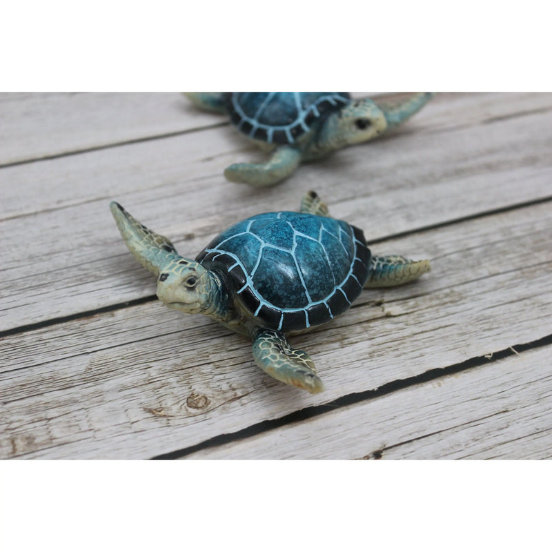 Turtle Figurine Sea Turtle Figurine SET OF TWO Turtle Décor Turtle Sculpture Sea Turtle Decor Beach - Pink Horse Florida