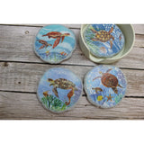 Turtle Coasters, Beach Coasters, Sea Turtle Coasters, Beach Home Decor, Nautical Decor, Turtle Lover - Pink Horse Florida