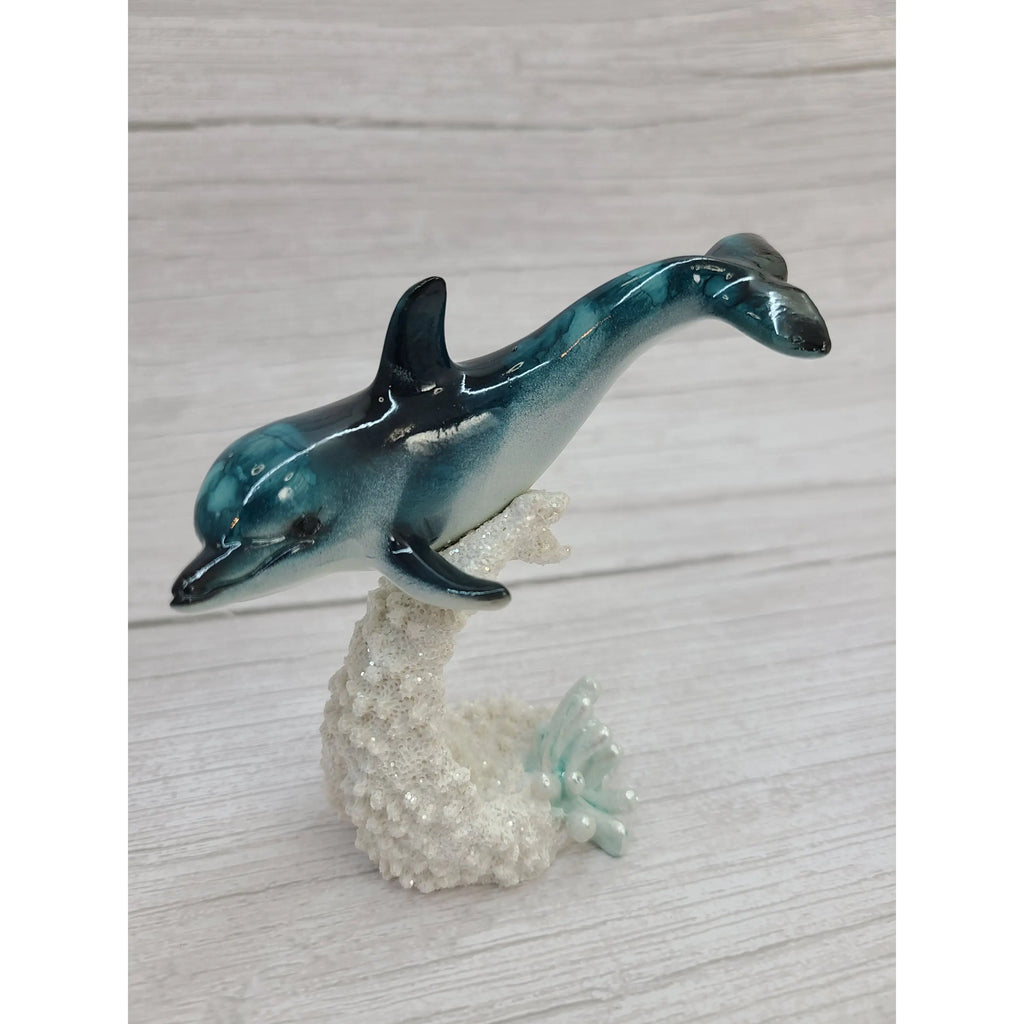 Dolphin Figurine, Dolphin Coral Figurine, Dolphin Decor, Beach Home Decor, Coral Reef, Beach Home, - Pink Horse Florida