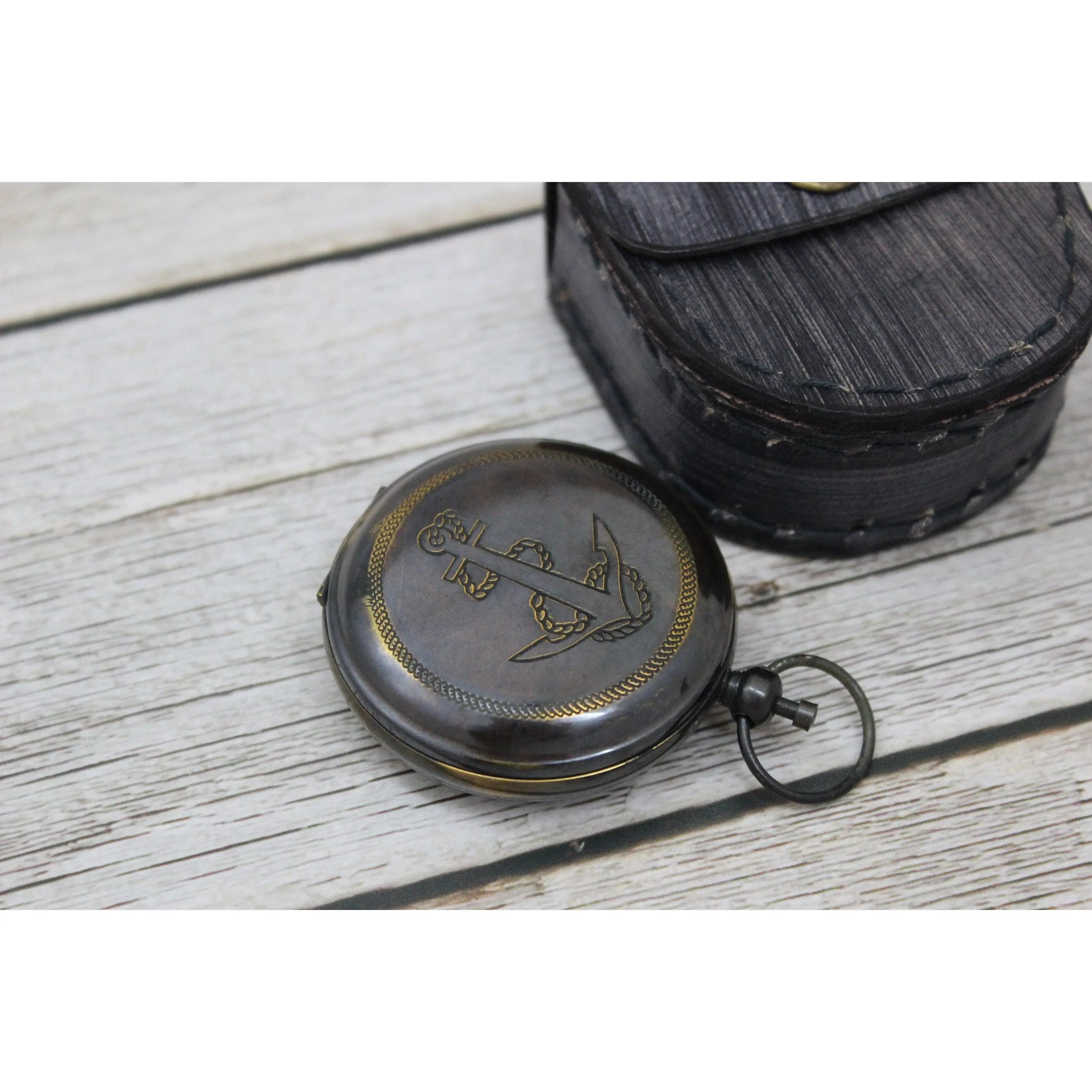 Anchor Antique Compass, Antique Compass with Anchor, Antique Compass, Vintage Compass, Pocket - Pink Horse Florida