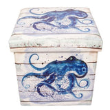 Octopus Storage Box, Octopus Square Seat and Storage Box, Octopus Decor, Figurine Coastal Storage Box, Nautical Storage Box - Pink Horse Florida