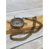 Antique Compass, Compass Necklace, Ship Wheel Compass, Compass with Chain, Pocket Compass, Brass - Pink Horse Florida