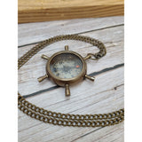 Antique Compass, Compass Necklace, Ship Wheel Compass, Compass with Chain, Pocket Compass, Brass - Pink Horse Florida