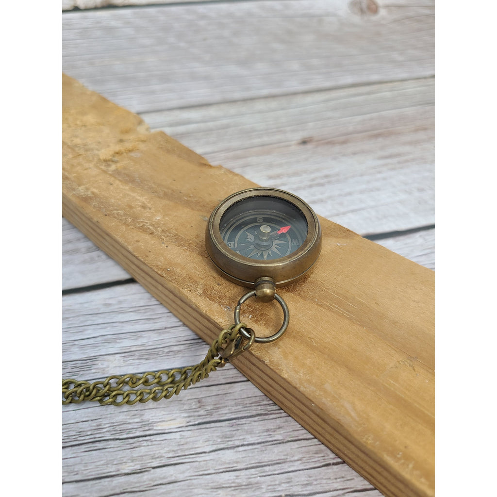 Antique Compass Reproduction, Compass Necklace, Vintage Compass, Compass with Chain, Pocket Compass - Pink Horse Florida