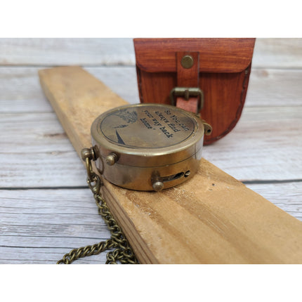 Antique Compass, Compass in Leather Pouch, Vintage Look Compass, Compass with Chain, Pocket Compass - Pink Horse Florida