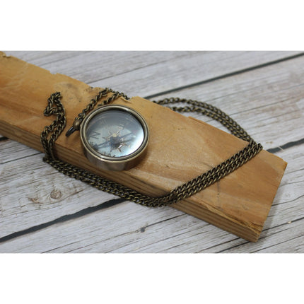 Antique Compass, Compass Necklace, Vintage Compass, Compass with Chain, Pocket Compass, Brass - Pink Horse Florida