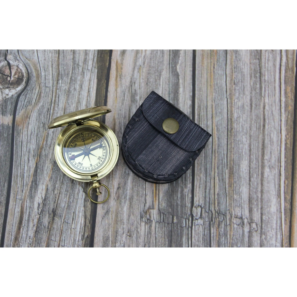 Antique Compass, Vintage Compass, Pocket Compass, Brass Compass - Pink Horse Florida