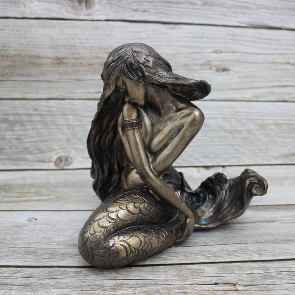 Mermaid Figurine, Mermaid Decor, Shy Mermaid, Polystone Coastal Decorative Accent, Mermaid - Pink Horse Florida