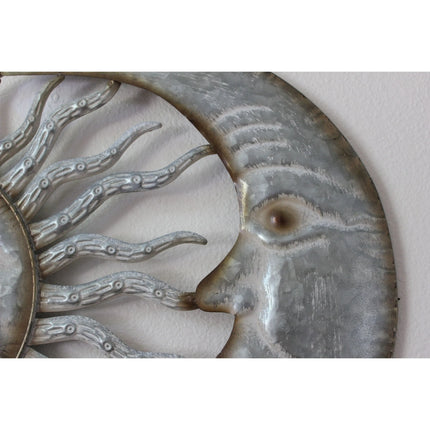 Moon and Sun Face, Moon and Sun Wall Hanging, Metal Wall Hanging, Patio Decor, Porch - Pink Horse Florida