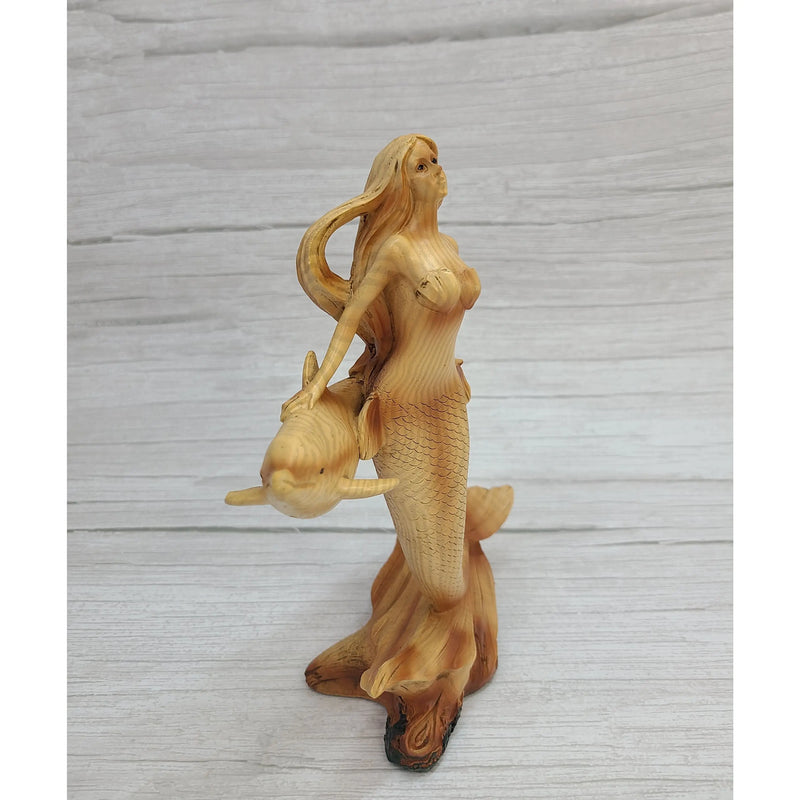 Mermaid Figurine Drift Wood Look, Mermaid Decor, Beach Home Decor, Mermaid Gift, Mermaid Home Decor - Pink Horse Florida