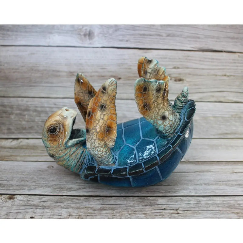 Sea Turtle Bottle Holder, Turtle Figurine, Blue Turtle Wine Bottle Holder - Pink Horse Florida