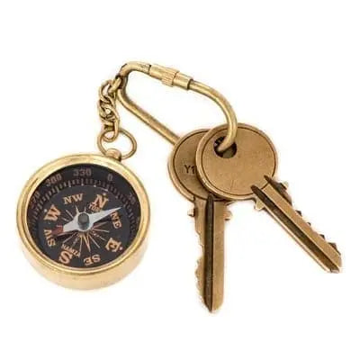 Compass Keychain, Compass, Vintage Keychain, Brass Compass, Compass Key ring - Pink Horse Florida