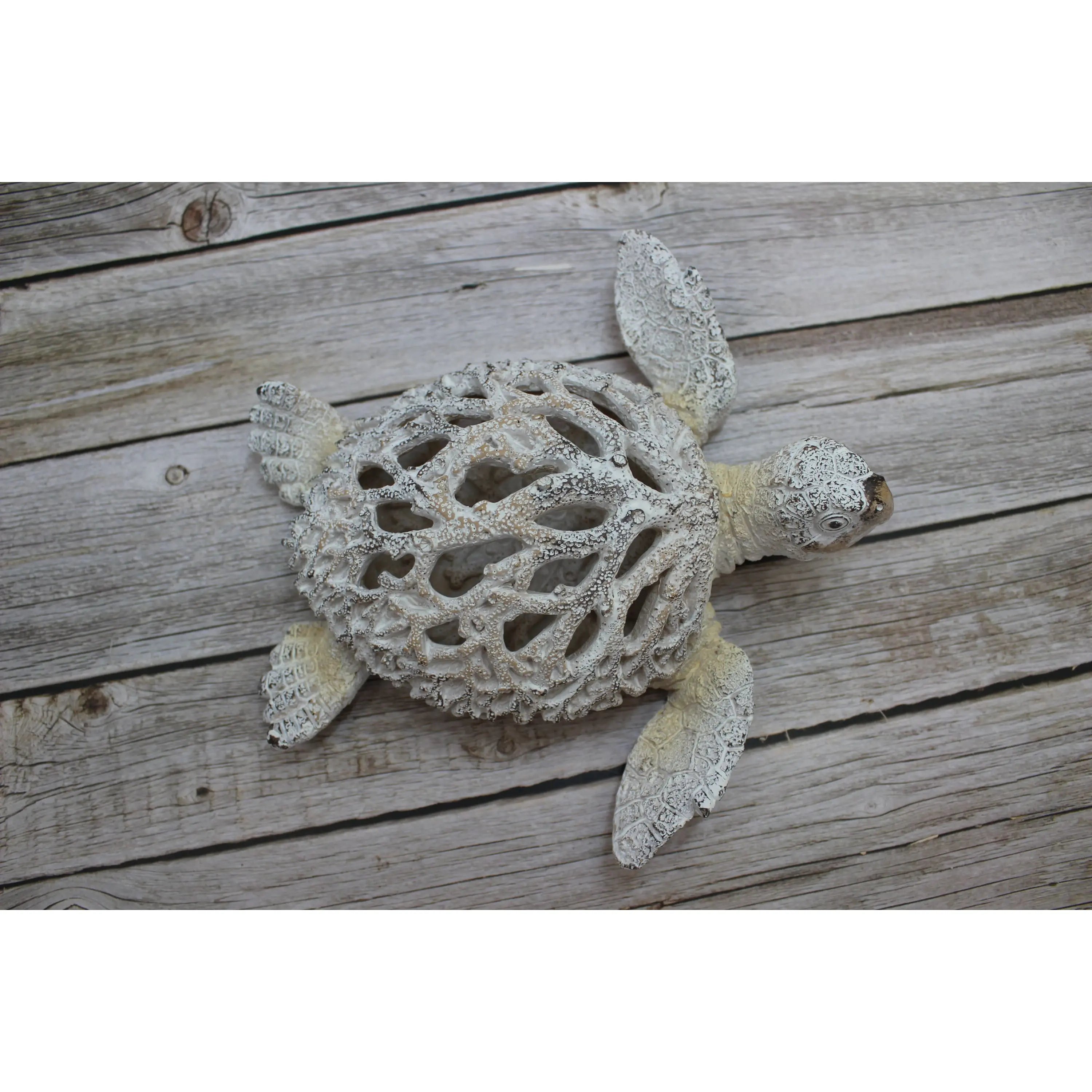 Sea Turtle Coral Look, Turtle Figurine, Miniature Turtle 9'' Long - Pink Horse Florida