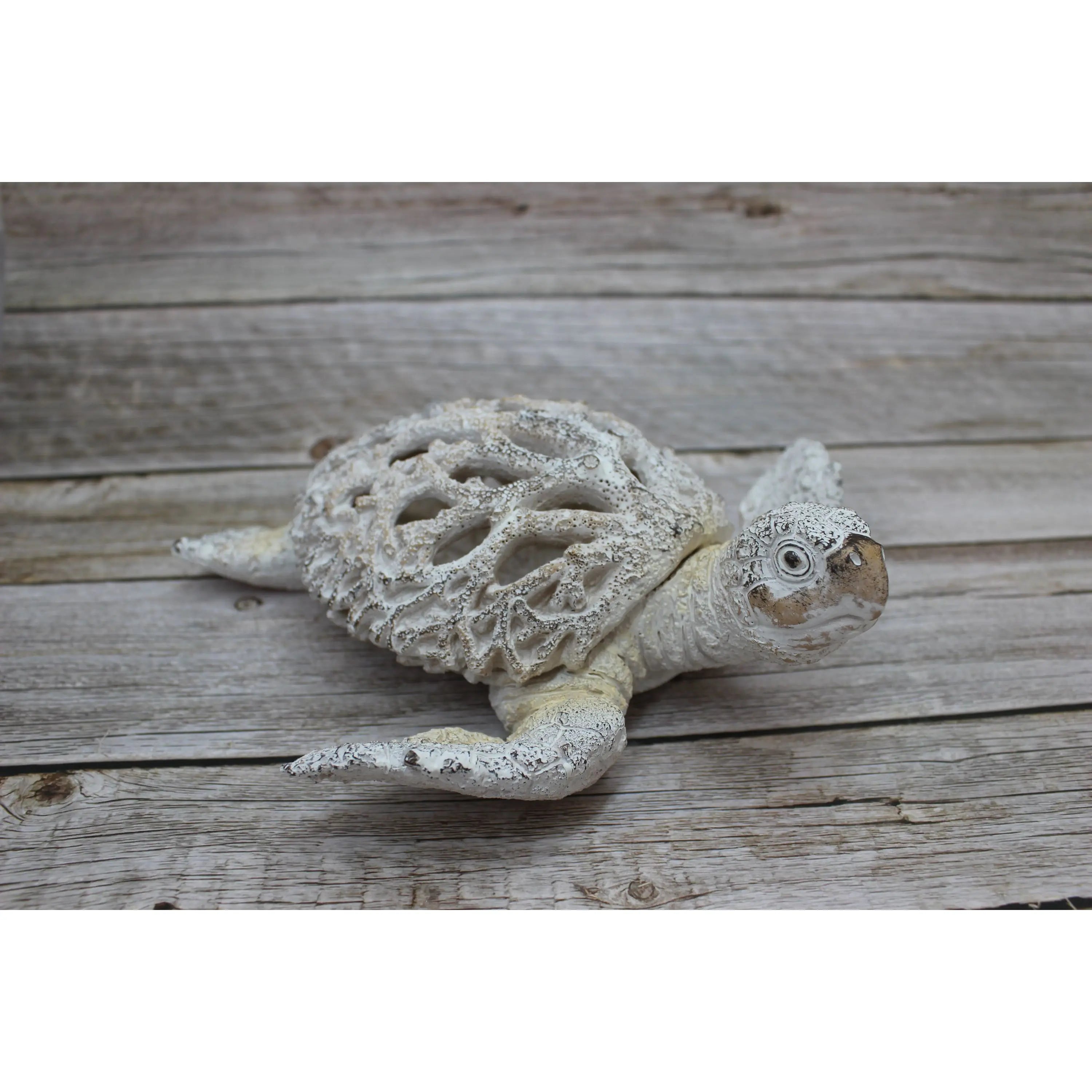 Sea Turtle Coral Look, Turtle Figurine, Miniature Turtle 9'' Long - Pink Horse Florida