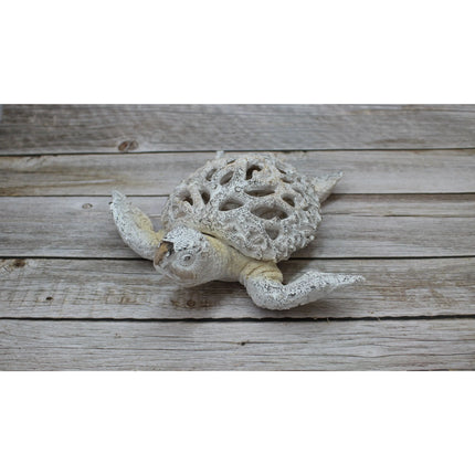 Sea Turtle Coral Look, Turtle Figurine, Miniature Turtle 9'' Long - Pink Horse Florida