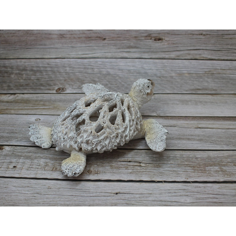 Sea Turtle Coral Look, Turtle Figurine, Miniature Turtle 9'' Long - Pink Horse Florida