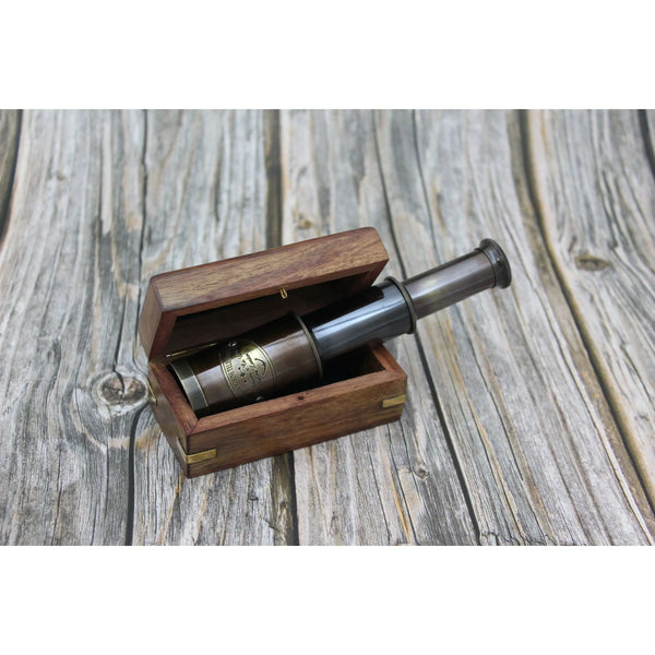 Telescope, Brass Vintage Telescope, Small Vintage Telescope, Telescope With Case, Brass Telescope in - Pink Horse Florida