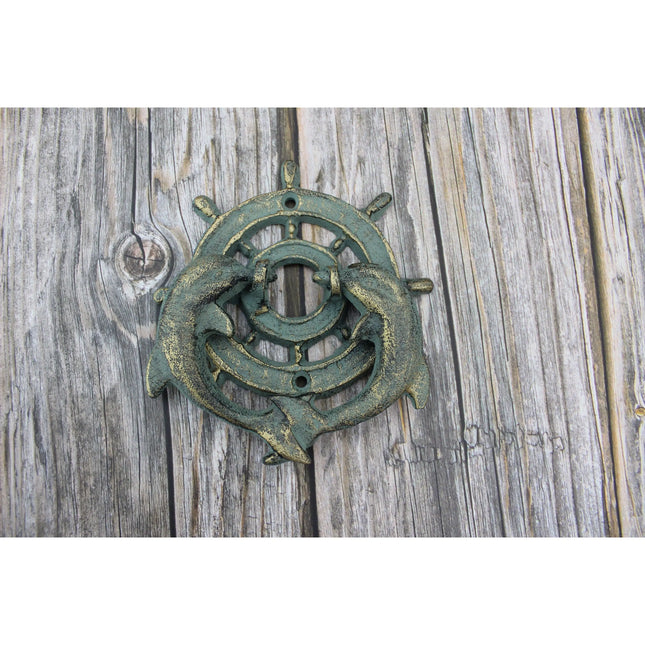 Ship Wheel Door Knocker, Dolphin Door Knocker, Dolphin Decor for Door, Nautical Decor, Door Knocker, - Pink Horse Florida