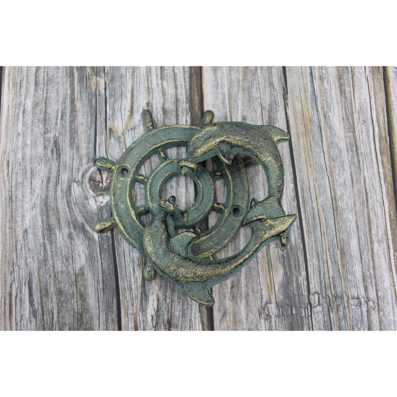 Ship Wheel Door Knocker, Dolphin Door Knocker, Dolphin Decor for Door, Nautical Decor, Door Knocker, - Pink Horse Florida
