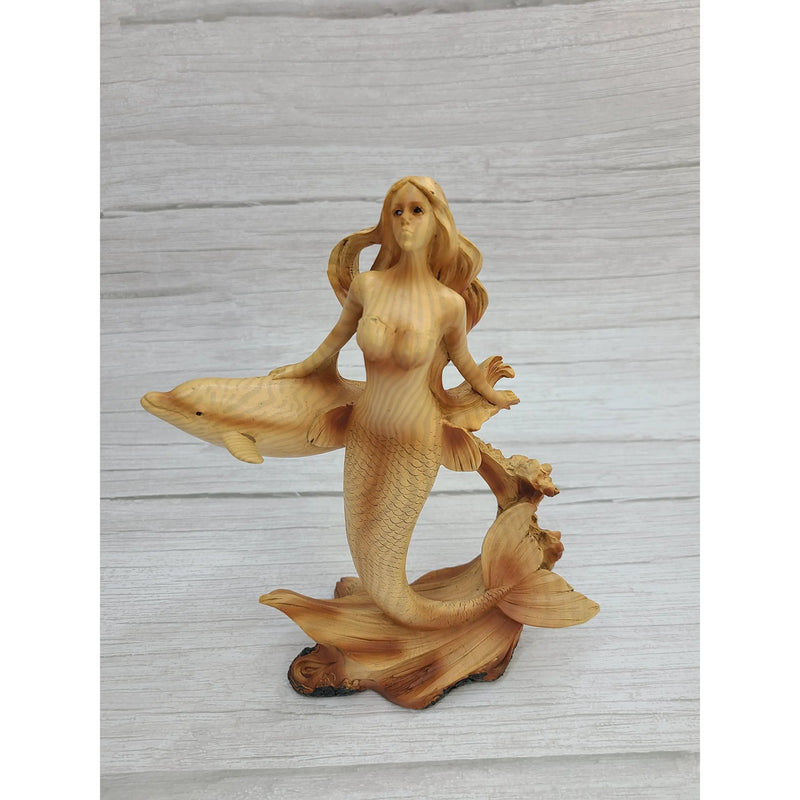 Mermaid Figurine Drift Wood Look, Mermaid Decor, Beach Home Decor, Mermaid Gift, Mermaid Home Decor - Pink Horse Florida