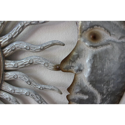 Moon and Sun Face, Moon and Sun Wall Hanging, Metal Wall Hanging, Patio Decor, Porch - Pink Horse Florida