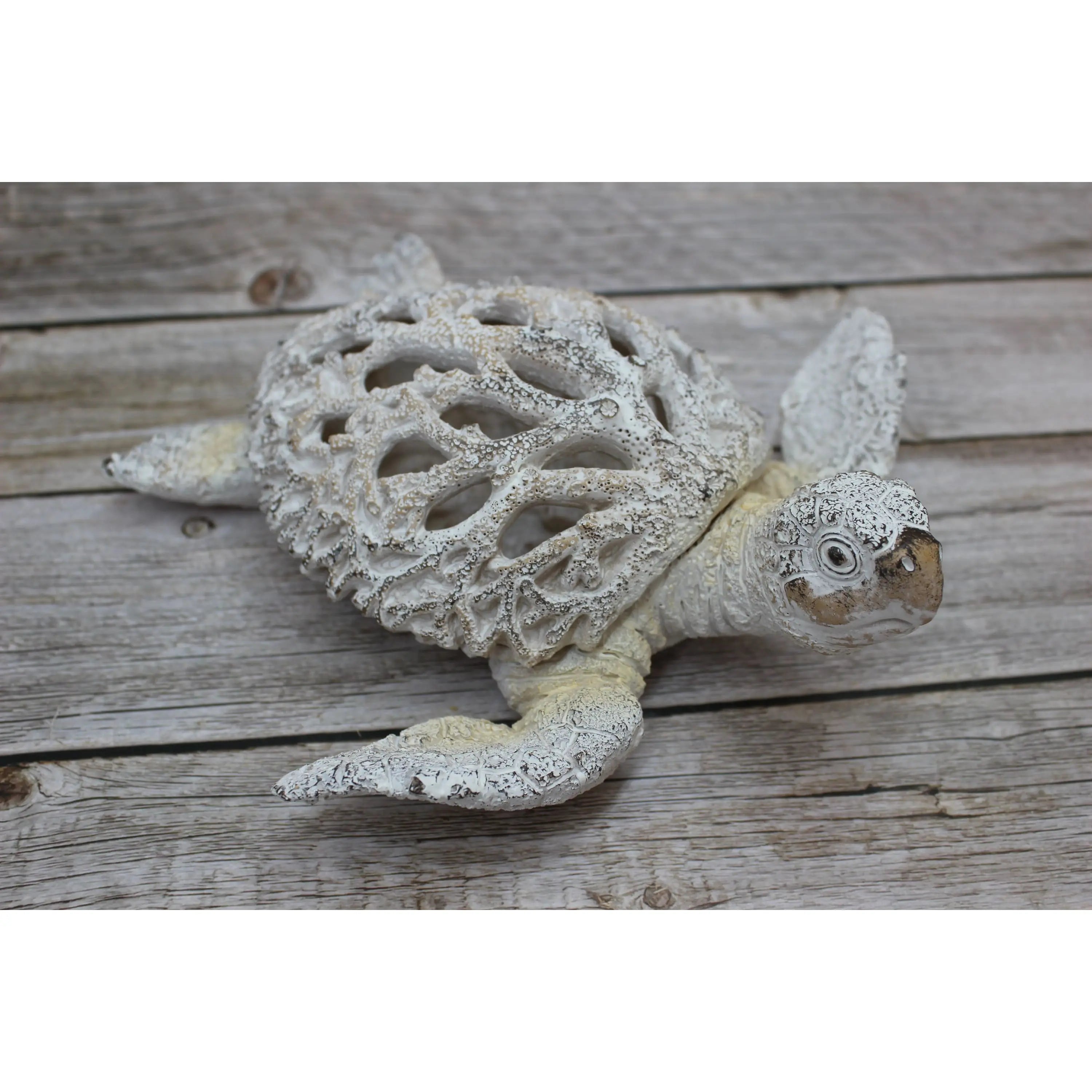 Sea Turtle Coral Look, Turtle Figurine, Miniature Turtle 9'' Long - Pink Horse Florida