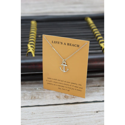 Anchor Necklace, Anchor Jewelry, Beach Necklace, Anchor Pendant, Anchor Gift, Silver Anchor Necklace - Pink Horse Florida