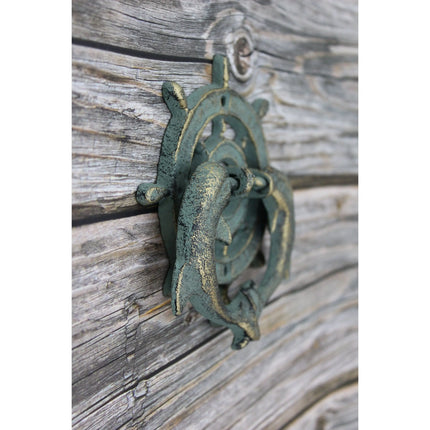 Ship Wheel Door Knocker, Dolphin Door Knocker, Dolphin Decor for Door, Nautical Decor, Door Knocker, - Pink Horse Florida