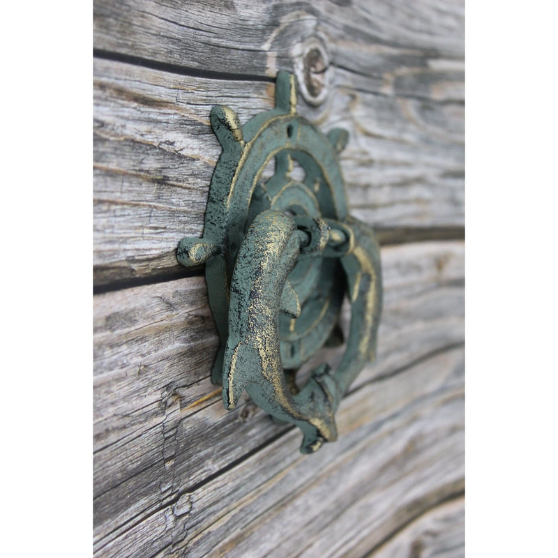 Ship Wheel Door Knocker, Dolphin Door Knocker, Dolphin Decor for Door, Nautical Decor, Door Knocker, - Pink Horse Florida