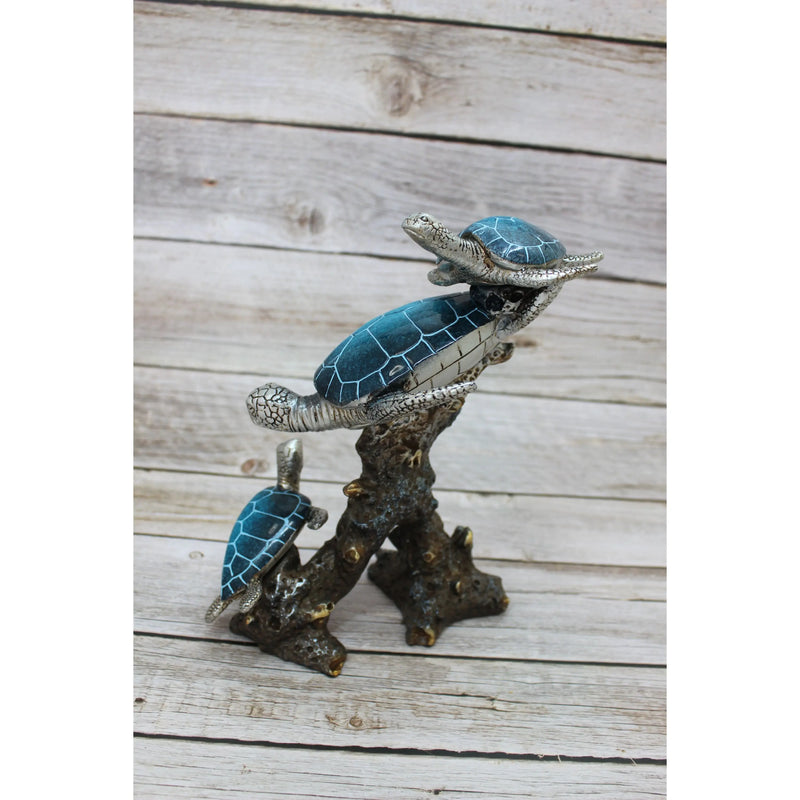 Turtle Figurine, Sea Turtle Figurine, Triple Turtle Figurine, Turtle Decor, Sea Turtle Decor, Beach - Pink Horse Florida