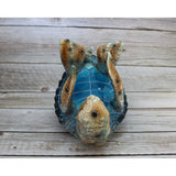 Sea Turtle Bottle Holder, Turtle Figurine, Blue Turtle Wine Bottle Holder - Pink Horse Florida