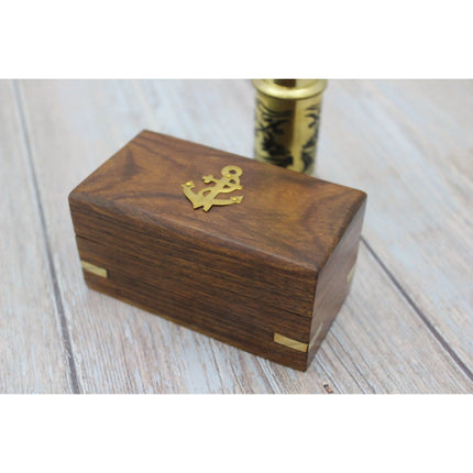 Gold Color Telescope, Brass Telescope, Marine Vintage Telescope, Telescope in Wood Box - Pink Horse Florida